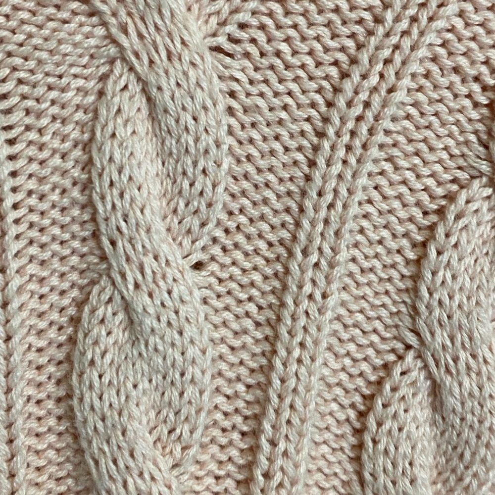 EUC LAUREN RALPH LAUREN CREAM/BLUSH CABLE KNOT SWEATER SIZE LARGE - Picture 7 of 12